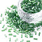 Transparent Colours Luster Glass Bugle Beads, Round Hole, Sea Green, 3~8x2mm, Hole: 0.7mm, about 450g/pound