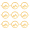 10Pcs 201 Stainless Steel Connector Charms, Laser Cut, Ring Links with Mountain, Golden, 15x19x1mm, Hole: 1.4mm