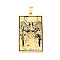 201 Stainless Steel Pendants, Laser Engraved Pattern, Tarot Card Pendants, Golden, The Lovers VI, 40x24x1mm, Hole: 8x4mm