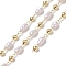 Rack Plating Brass Satellite Chains, with Plastic Pearl Beaded, Soldered, with Card Paper, Golden, 4.5~5x3~4mm