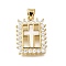 Brass Micro Pave Cubic Zirconia Shell Pendants, Cadmium Free & Lead Free, Cross, Real 18K Gold Plated, 20.5x15x3mm, Hole: 3.5x4.5mm