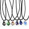 Waxed Cord Necklaces, K9 Glass Pendant Necklaces, Rhombus, Mixed Color, 17.72 inch(45cm)