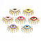 Brass Micro Pave Cubic Zirconia Links Connectors, with Enamel, Nickel Free, Evil Eye, Real 16K Gold Plated, Mixed Color, 25x32x3mm, Hole: 2mm