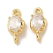 Brass Clear Cubic Zirconia Connector Charms, Cadmium Free & Nickel Free & Lead Free, Oval Links, Real 18K Gold Plated, 15.5x7x5mm, Hole: 1.2mm