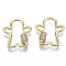 Brass Micro Pave Clear Cubic Zirconia Screw Carabiner Lock Charms, for Necklaces Making, Boy, Nickel Free, Real 18K Gold Plated, 28x25.5x2mm, Screw: 6x7mm