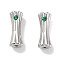 Brass Micro Pave Cubic Zirconia, Tube Beads, Cadmium Free & Nickel Free & Lead Free, Platinum, Green, 10.5x3.5mm, Hole: 0.8mm
