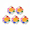 Alloy Enamel Pendants, Flower, Colorful, Light Gold , Colorful, 18.5x16x1.5mm, Hole: 1.6mm