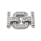 Brass Micro Pave Clear Cubic Zirconia Fold Over Clasps, Cadmium Free & Nickel Free & Lead Free, Square, Platinum, 17mm