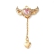 Brass Micro Pave Cubic Zirconia Pendants, Cadmium Free & Nickel Free & Lead Free, Heart & Wing, Real 18K Gold Plated, 39x20x6.5mm, Hole: 3x2mm