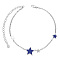925 Sterling Silver Link Anklets, with Grade AAA Cubic Zirconia and Epoxy Resin, Star, Dark Blue, 8-1/4 inch(21cm)