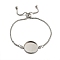 Non-Tarnish 304 Stainless Steel Round Cabochon Setting Bracelets, Box Chain Adjustable Slider Bracelets Making, Stainless Steel Color, Tray: 20.5mm, 22.5x0.2cm