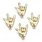 Rack Plating Alloy Pendants, Cadmium Free & Lead Free, ASL Pendants, Gesture for I Love You, for Valentine's Day, Light Gold, 20.5x15x5.5mm, Hole: 1.5mm
