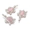 Natural Rose Quartz Pendants, with Alloy Findings, Tortoise, Platinum, 49x31.5x7mm, Hole: 8x5mm