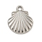 Non-Tarnish 304 Stainless Steel Pendants, Shell Shape Charms, Stainless Steel Color, 18x15x2.5mm, Hole: 2mm