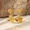 Fashionable Stainless Steel Flower Dangle Stud Earrings, Real 18K Gold Plated, 56x27mm