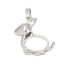 Brass Pendant Cabochon Settings, Animal Series, Platinum, Rabbit, 28.5x27.5x7mm, Hole: 8mm, tray: 17x12.5mm