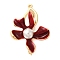 Brass with ABS Plastic Pearl Fold Over Clasps, Cadmium Free & Nickel Free & Lead Free, with Dark Red Enamel, Flower, Real 18K Gold Plated, 36mm