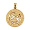 304 Stainless Steel Pendant Rhinestones Settings, Ion Plating(IP), Flat Round with Constellation, Golden, Pisces, Fit 1.8mm Rhinestones, 29x25.5x3.5mm, Hole: 4.5x3mm