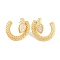 Rack Plating Brass Cubic Zirconia Stud Earrings, Cadmium Free & Lead Free, Long-Lasting Plated, Half Circle, Real 18K Gold Plated, 20x22mm