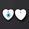 Handmade Evil Eye Lampwork Pendants, Heart, White, 25x25x7.5mm, Hole: 2.8mm