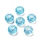 Transparent Acrylic European Beads, Large Hole Beads, with Glitter Powders, Rondelle, Deep Sky Blue, 14x8.5mm, Hole: 5.5mm, about 537pcs/500g