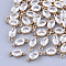 Transparent Glass Links connectors, with Brass Findings, Faceted, Oval, Light Gold, Clear, 11x4x4mm, Hole: 1mm