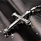 Cross Alloy Crystal Rhinestone Pendant Necklaces for Men, Platinum, 21.65~23.62 inch(55~60cm)