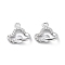 Brass Micro Pave Clear Cubic Zirconia Charms, Cloud Charms, Cadmium Free & Nickel Free & Lead Free, Real Platinum Plated, 10x11x3mm, Hole: 1.2mm