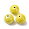 Handmade Polymer Clay Beads, Round, Yellow, 14.5mm, Hole: 1.8mm