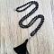 Natural Lava Rock Mala Prayer Round Beaded Wrap Necklaces with Long Tassel and Metal Tree of Life, for Yoga Meditation, Platinum, 40.16 inch(102cm)