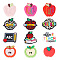 12Pcs 12 Style Silicone Focal Beads, DIY Necklaces Making, Mixed Shapes, Mixed Color, 24.5~30x24~30.5x7~9.3mm, Hole: 2.4~3mm, 1pc/style