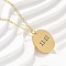 304 Stainless Steel Number 11:11 Pendant Necklaces, Real 18K Gold Plated, Disc, 15.43 inch(39.2cm)