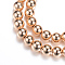 Electroplate Non-magnetic Synthetic Hematite Bead Strands, Round, Light Gold Plated, 2mm, Hole: 1mm, about 200pcs/strand, 15.7 inch