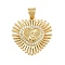 Brass Micro Pave Cubic Zirconia Pendants, Cadmium Free & Lead Free, Religion, Heart, Real 18K Gold Plated, 22x21.5x2.5mm, Hole: 4.5x3.5mm
