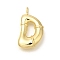 Rack Plating Brass Pendants, Cadmium Free & Lead Free, Letter A~Z Charms, Letter D, 24x13.5x6mm, Hole, 2mm