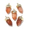 Natural Topaz Jade Faceted Pendants, Sword Shaped Charms with Rack Plating Brass Findings, Golden, 21~23x9x10.5mm, Hole: 1.6mm