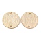 Brass Connector Charms, Textured Flat Round Links, Real 18K Gold Plated, 15x1mm, Hole: 1.4mm