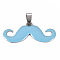 201 Stainless Steel Enamel Pendants, Museache, Sky Blue, 16.5~17.5x39.5~40.5x2mm, Hole: 8x4mm