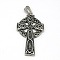 Fashionable Retro 304 Stainless Steel Cross with Ring Pendants, Antique Silver, 60x31x4mm, Hole: 6.5x11mm