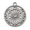 Anti-Tarnish 304 Stainless Steel Pendants, Flat Round with Sun & Star Charm, Stainless Steel Color, 23x20x1.4mm, Hole: 2.4mm
