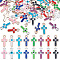 64Pcs 16 Colors CCB Plastic Enamel Pendants, Cross with Evil Eye, Mixed Color, 21.5x11x4mm, Hole: 1.6mm, 4pcs/color