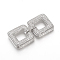 Brass Micro Pave Cubic Zirconia Fold Over Clasps, Cadmium Free & Lead Free, Square, Platinum, 50x24x5mm, Hole: 11x11mm
