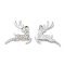 Rack Plating Alloy Crystal Rhinestone Pendants, Deer Charms, Platinum, 20x22x2mm, Hole: 2mm