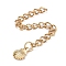 304 Stainless Steel Chain Extender, Curb Chain, with 202 Stainless Steel Charms, Shell, Golden, 60mm, Link: 3.7x3x0.5mm, Shell: 7.5x6.5x0.5mm