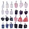 24Pcs 8 Style Natural & Synthetic Gemstone Pendants, with Stainless Steel Snap On Bails, Nuggets, Stainless Steel Color, 15~35x10~20x5~15mm, Hole: 3x7.5mm, 3pcs/style