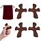 4Pcs Wood Cross Ornaments, Hand-held Wooden Cross, with 1Pc Rectangle Velvet Pouches, Coconut Brown, 108x79x15mm