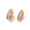 Brass Micro Pave Clear Cubic Zirconia Beads, Nickel Free, Flat Round, Golden, 9.5x2mm, Hole: 1.4mm