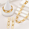 Rectangle Alloy Link Chain Necklaces & Bracelets & Stud Dangle Earrings Sets, Golden, 350mm