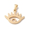 PVD Vacuum Plating 304 Stainless Steel Pendants, Laser Cut, Eye Charms, Golden, 15.5x19.5x1.5mm, Hole: 3x5mm