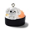 Opaque Resin Imitation Food Pendants, Sushi Dog Charms with Platinum Plated Iron Loops, Dog, 26x24.5x19.5mm, Hole: 2mm